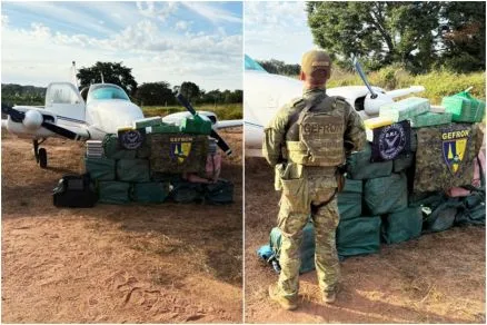 Polícia intercepta avião e prende quatro com 450 kg de cocaína em MT