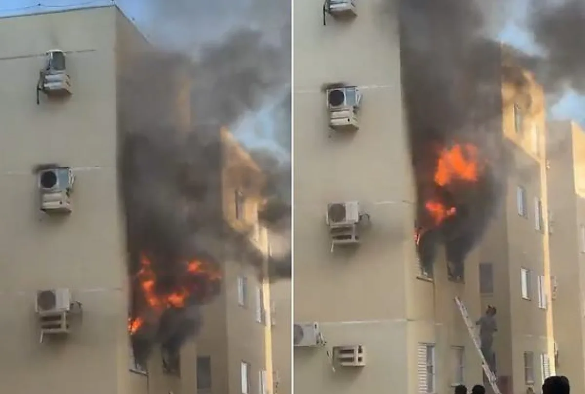 Incêndio de grandes proporções destrói apartamento no Residencial Santa Bárbara em Várzea Grande